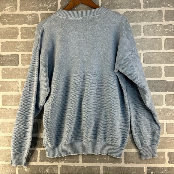 Vintage Sue Hillis Designs Duplicate stitch Blue Floral Crewneck Sweater Size M - Picture 5 of 5